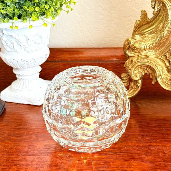 Vintage Other - Vintage HOMCO iridescent glass Fairy Lamp Cubist Geometric Style